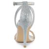 Allegra K Dam Sandaler med Hög Klack och Ankelrem, Öppen Tå, Stilettklack, Silver, Storlek 24.0cm