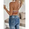 Fashionable Geometric Striped Neck Slim Sling Vest for Women Camis