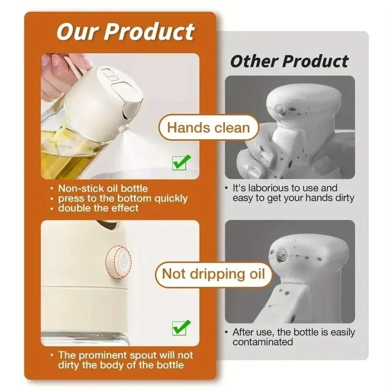 2in1 470ml Plastik Sprühöl Sprühflasche Sprühölspender Ölkrug Essigflasche BBQ Küche Backen Braten Picknick Küchenwerkzeug