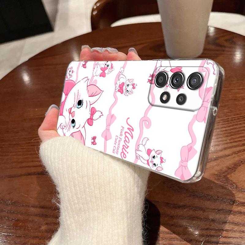 Clear Case For Samsung Galaxy A57 A37 A56 5G A36 Cases A55 A54 A35 A26 A07 A17 A16 A06 A34 A15 Cover Pink Fantasy Cute Marie Cat