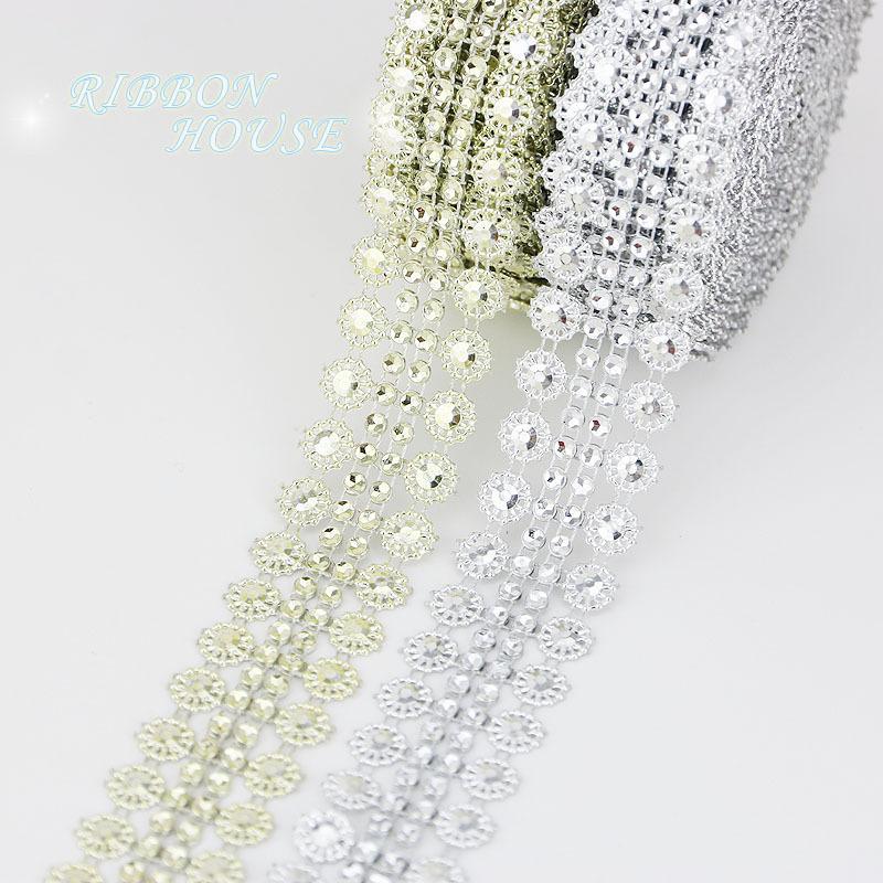 (5 Yards/roll) 30mm Roll Tape Tulle Crystal Mesh Wrap Ribbons Cake Wedding Decoration Glitter Charming Bling Diamond