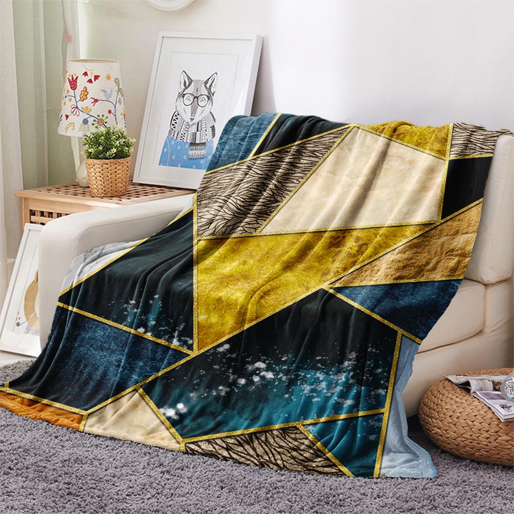 1 Stück Abstrakter Geometrischer Print Flanelldecke, Hohe Qualität, Bequem für Alle Jahreszeiten, Heimdekoration, Wärme und Komfort, Perfekt für Weihnachtsgeschenke