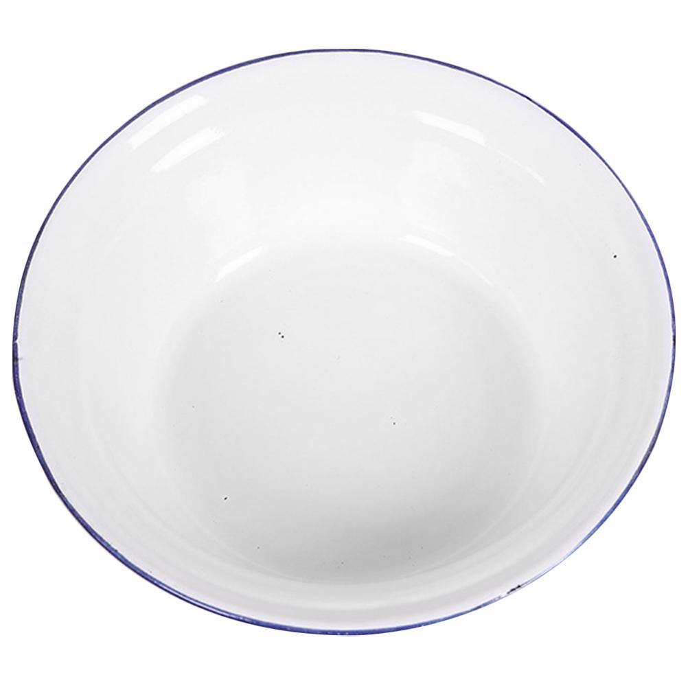 Ensaladera de Esmalte Anticuada para el Hogar Borde Rizado Cuenco para Verduras y Frutas Sopa Pasta Cocina Soporte Cuencos para Cena Masa