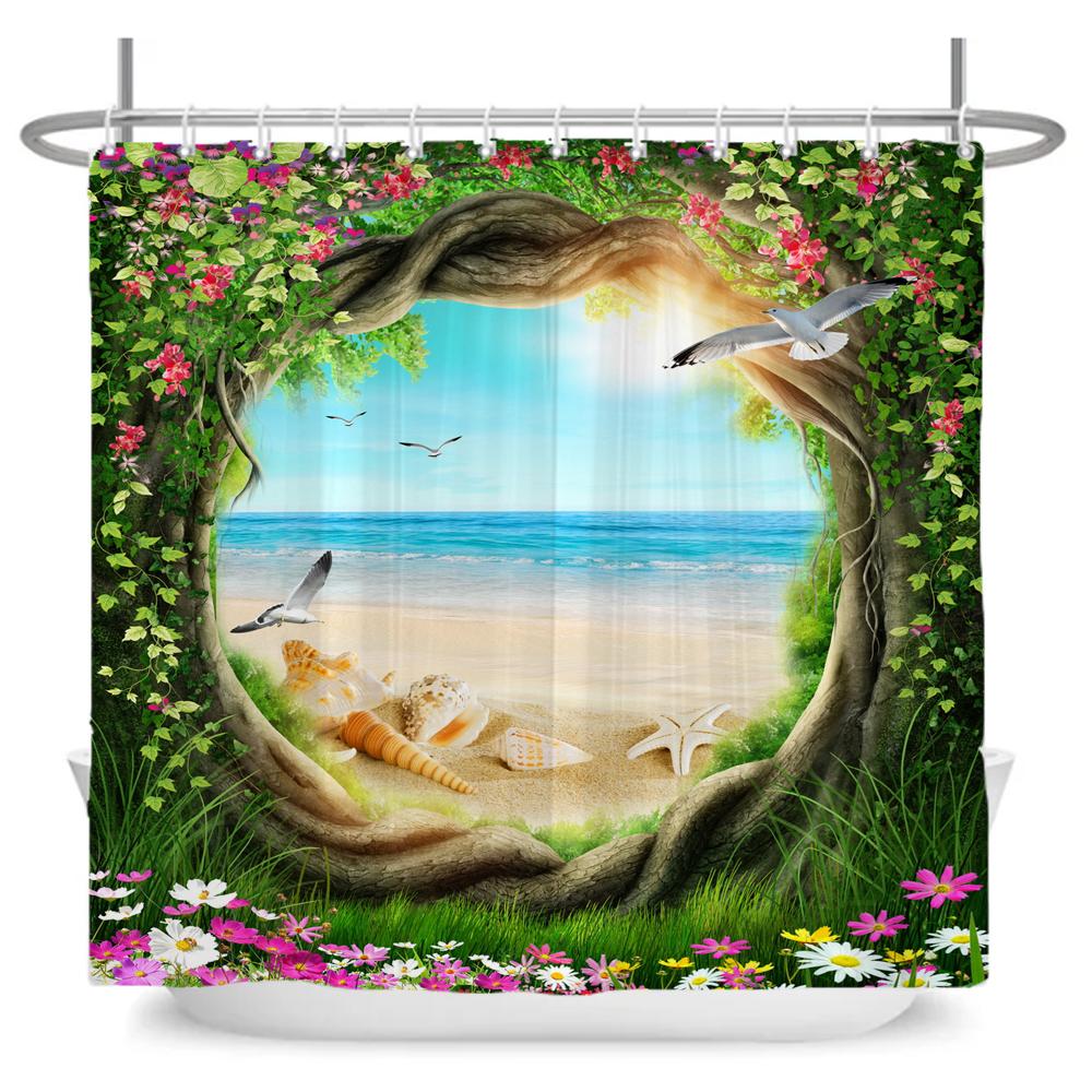 Fairy Tale Forest Waterproof Shower Curtain for Bathroom Cartoon Baby Decoration Bath Curtain Polyester Fabric with hooks