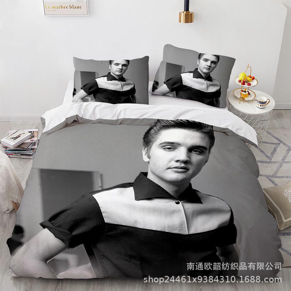 Größe 3D Digitaldruck Elvis Presley Heimtextil Quilt-Set Dreiteilig
