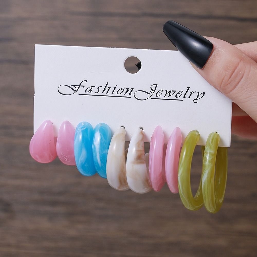 Sweet Large Earrings Fashion Dangle Earring Simple Acrylic Earrings Set  Party Jewelry