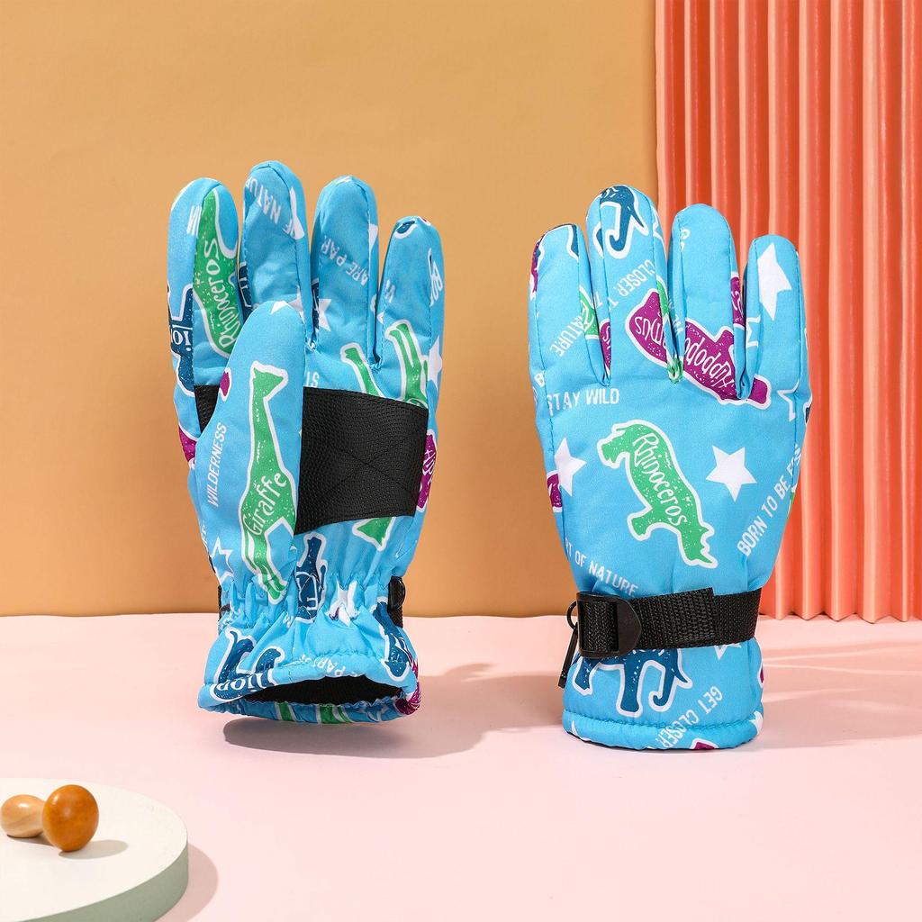 Colorful Winter Ski Gloves for Children (Ages 9-15) - Warm Outdoor Sports Gear