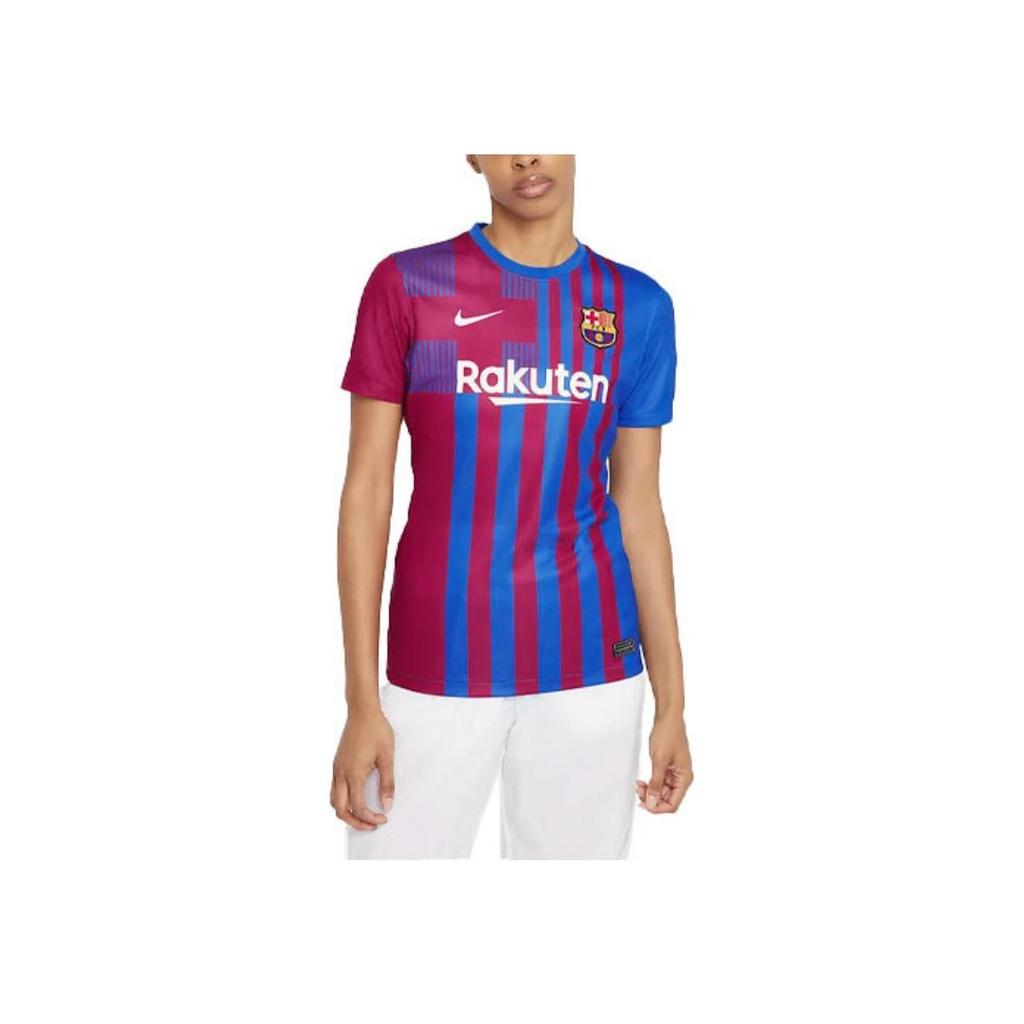 Nike Fan Edition 21-22 Season Barcelona Home Logo Quick-Dry Short Sleeve Jersey Women Jersey Blue CV8182-428
