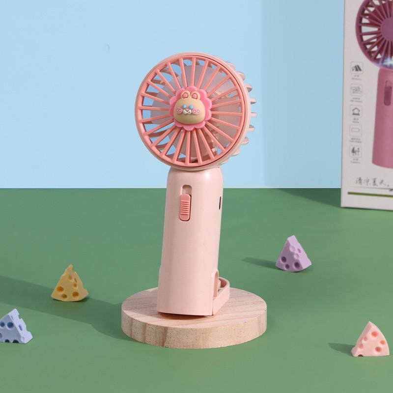 

Mini Portable Foldable Small Fan Usb Rechargeable Cute Cartoon Style Handheld Desktop Fan рожевий