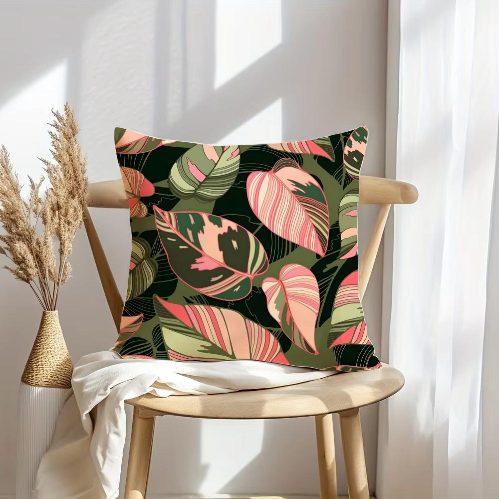 Leaves Cushion Cover Pillowcase Ultra Soft Skin Friendly Fabric Cloud Like Comfort & Concealed Zipper