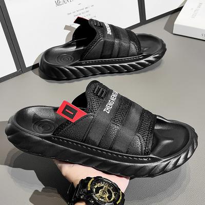 Hausschuhe Herren Sommer 2025 neu Oberbekleidung lässig weiche Sohle Strand Pantoletten Herren Mesh-Gewebe Ein-Wort-Hausschuhe Tide