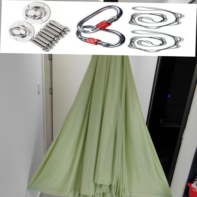 Aerial Yoga Hammock Set With Stretchy Fabric Home Gym Studio Practice Indoor Fitness Suspension Trainer