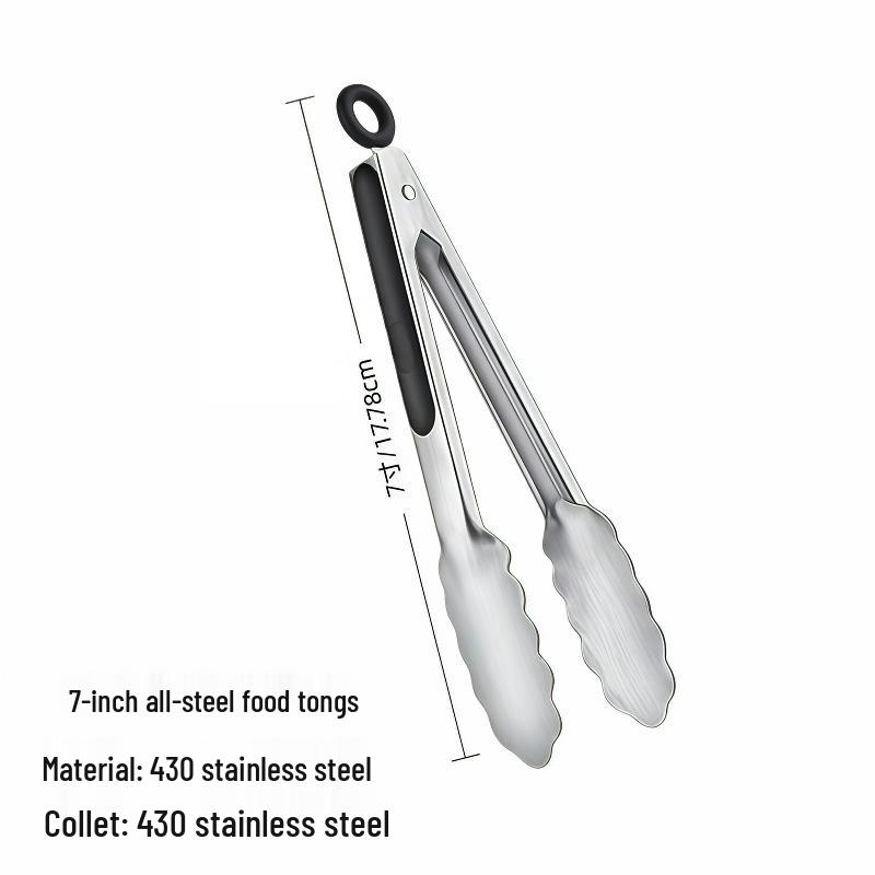 High-Temperature Resistant Stainless Steel Silicone Kitchen Tongs for Stir-Frying and Grilling