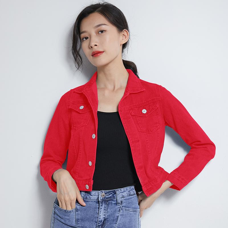 Autumn Blue Long Sleeve Jeans Jacket Women Korean Style Female Short Jacket Long Sleeve Turn-down Collar Denim Jackets