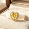 White Soft Silicone Ring, Heart Yellow CZ, Hypoallergenic Comfort Wedding And Promise Ring For Women