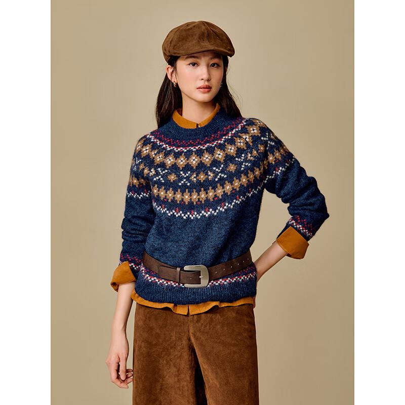 INMAN Women's Fair Isle Jacquard Wool Blend Knitwear