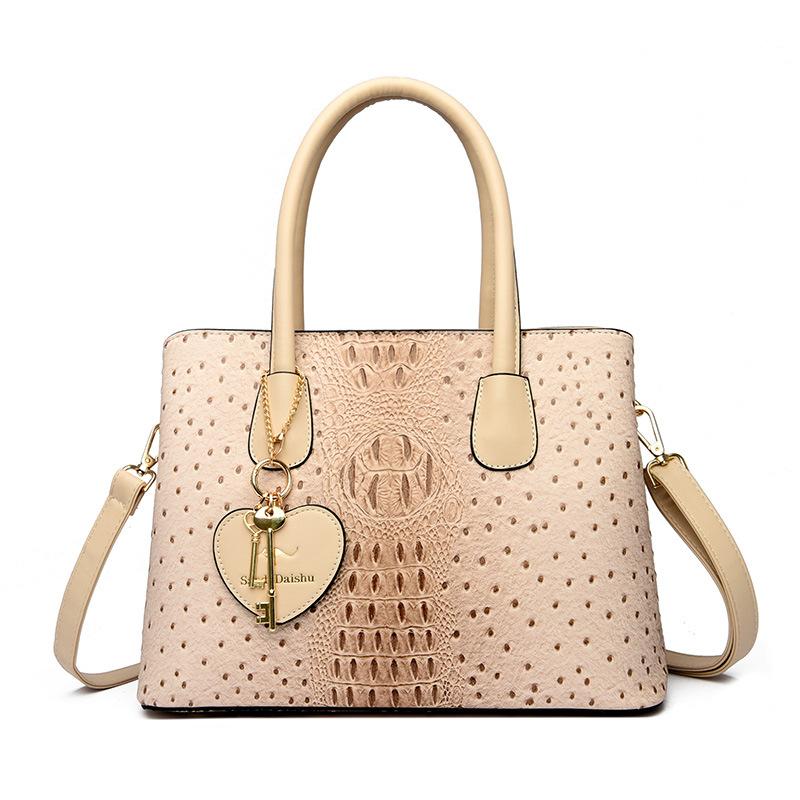 

Ретро крокодиловая кожа узор однотонный женская сумка Love Key кулон модная женская сумка через плечо большой емкости