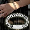 Full Titanium Steel Braided Square Double Sided Chain Magnetic Clasp Bracelet Men Punk Bangle Tarnish Resistant