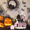 Halloween Tiered Tray Decor Set Cute Tray Decorations Halloween Wooden Signs Rustic Decoration For Home Table Party Supplies
