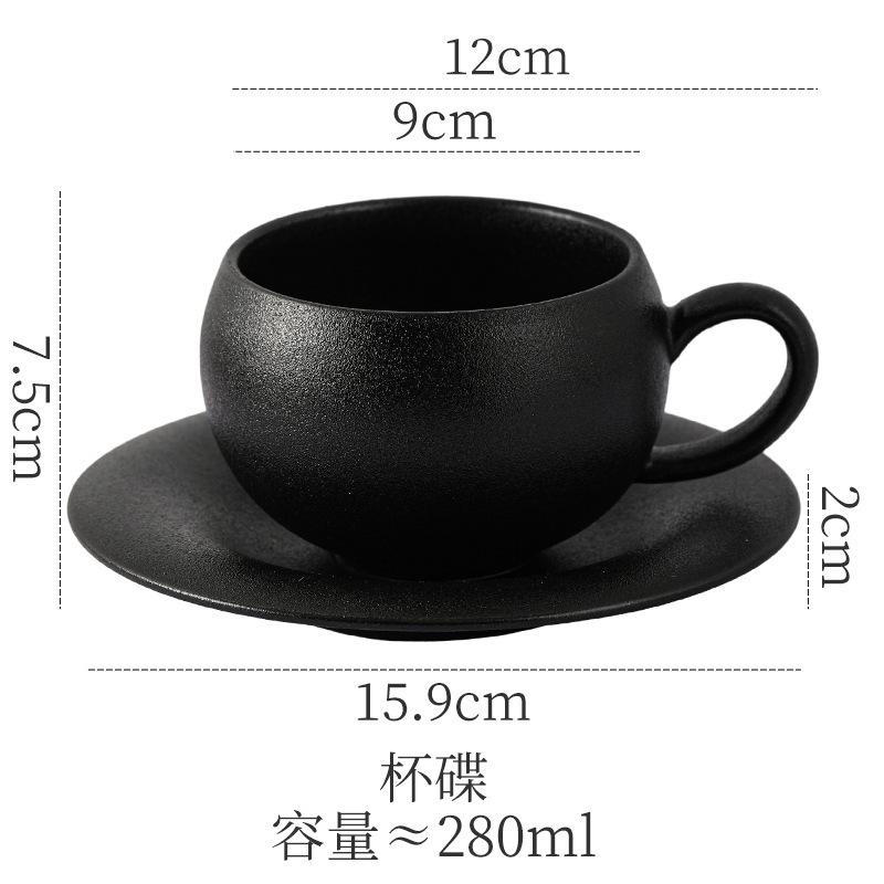 Ceramic Coffee Cup Saucer Egg-Shaped Cup Small Capacity Household Frosted Stone Latte Latte Flower Hand Cup Afternoon Tea