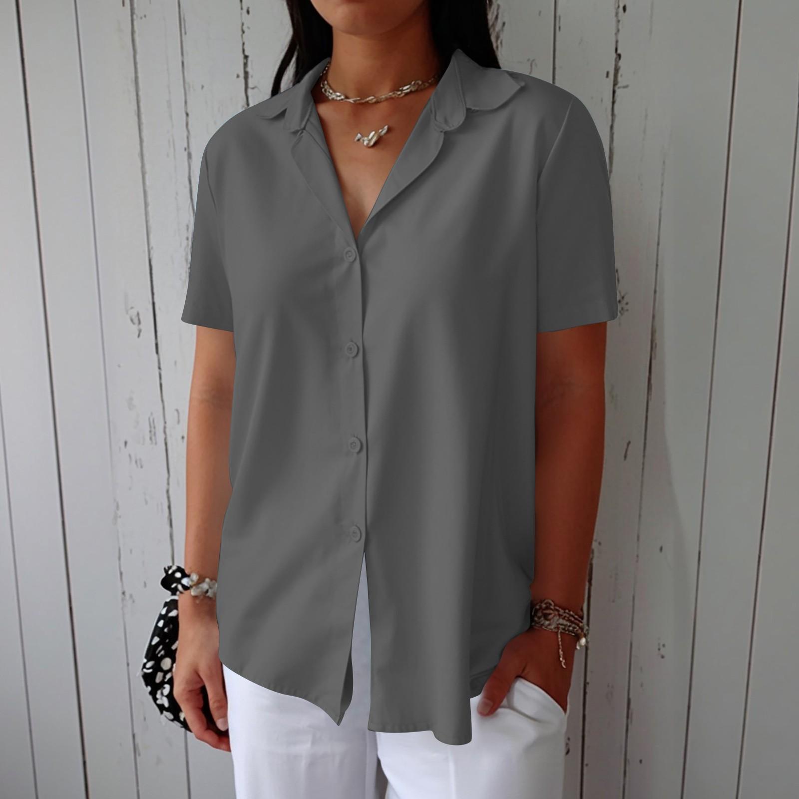

Fashion Womens Chiffon Solid T-Shirt Ladies Plain Short Sleeve Blouse Top XL