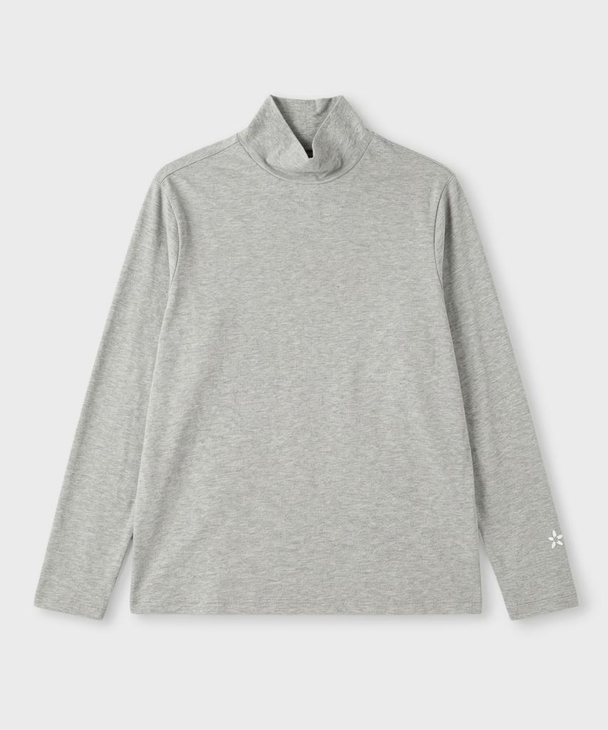PANICALE Gray Basic Mock Neck Logo T-Shirt (Type B)