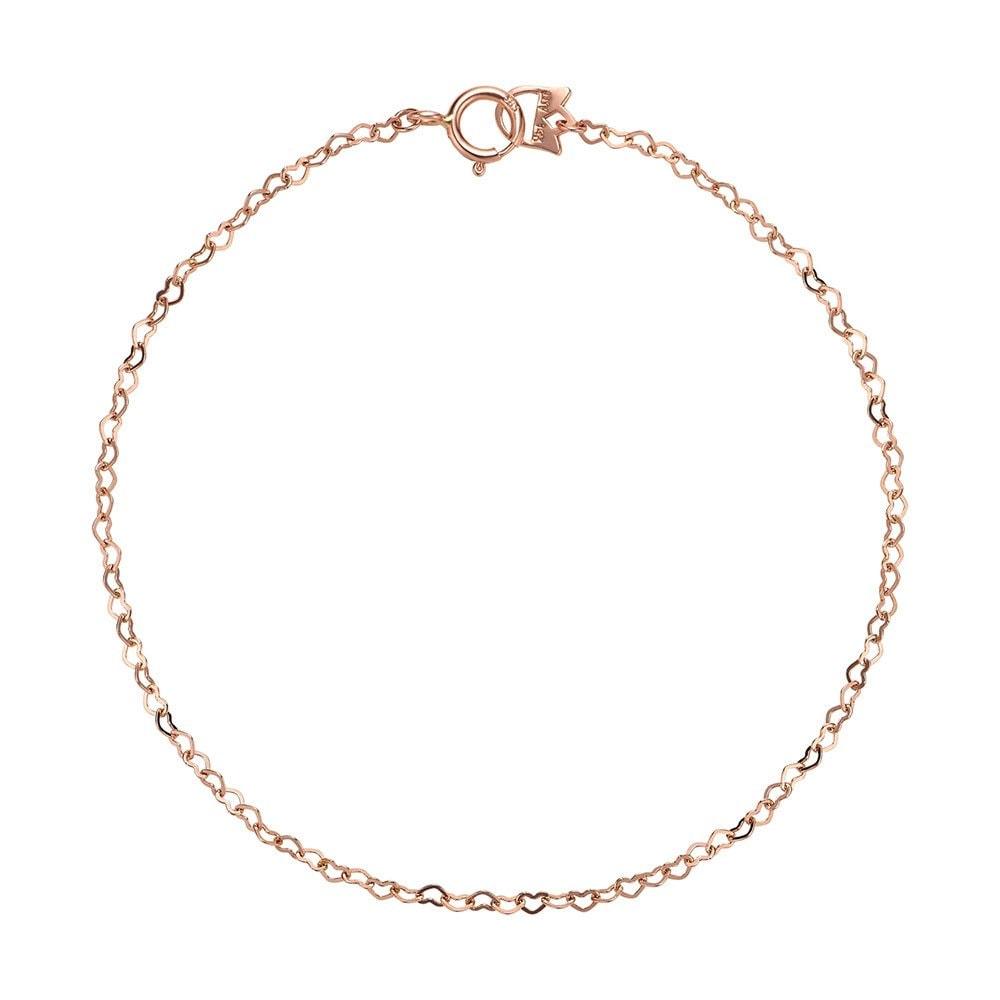 

14K Gold Bracelet Chain Heart 14K rose gold / Size: 17cm