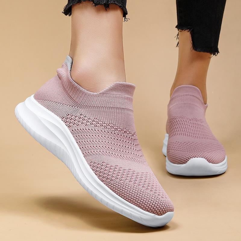 

Lightweight running shoes women s lazy sports and leisure shoes cover feet couple fly-woven mesh socks upper large size men s shoes 46