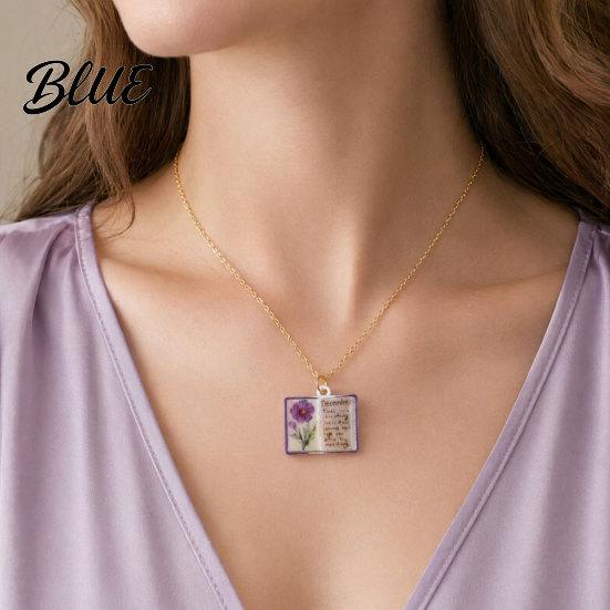 Stylish Women Necklace Birth Flower Necklace Floral Book Pendant January