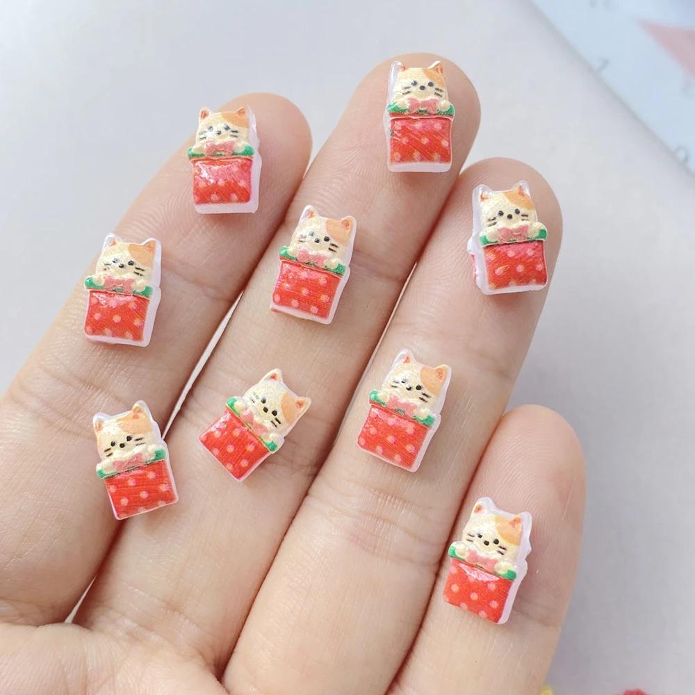 50pcs Resin Mini Colorful Christmas Snowman Tree Santa Claus Deer Flatback Figurines Nail Art DIY Scrapbook Accessories Crafts