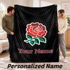 England Rugby Personalized Flannel Blanket Custom Name Text Soft Throw Blanket Home Decor