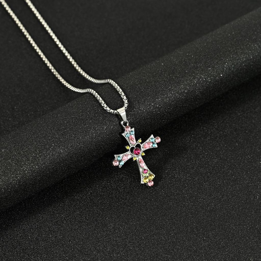 Personality Punk Multiple Crosses Pendant Necklace for Men Women Stainless Steel Fashion Hip-hop Street Party Daily Wear Jewelry