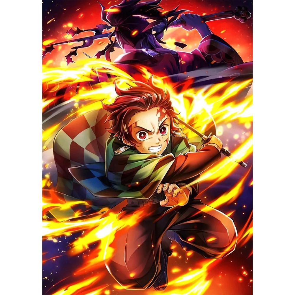 Demon Slayer Diamond Painting Ful Square Round Drills Anime Rick Mosaic Picture DIY Art Home Decoration 5D New