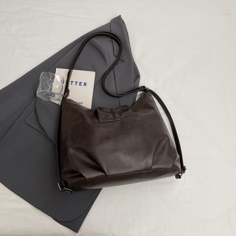 Large Capacity Commuter Bag Multi-Function Backpack Women's Bow Tote Bag Soft Leather Shoulder Bag