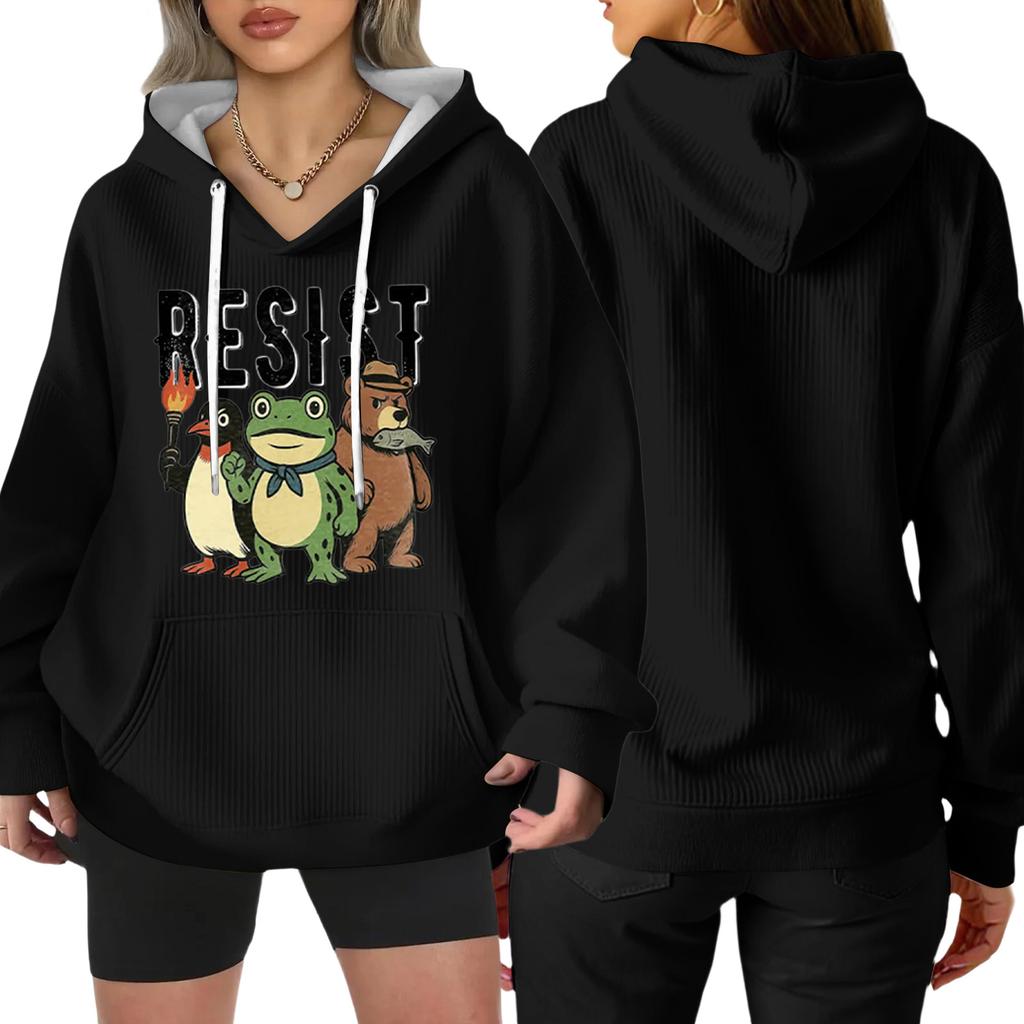 Women's Fashion Casual Long Sleeve Loose Printed Pullover Sports Long Sleeve Sweatshirt