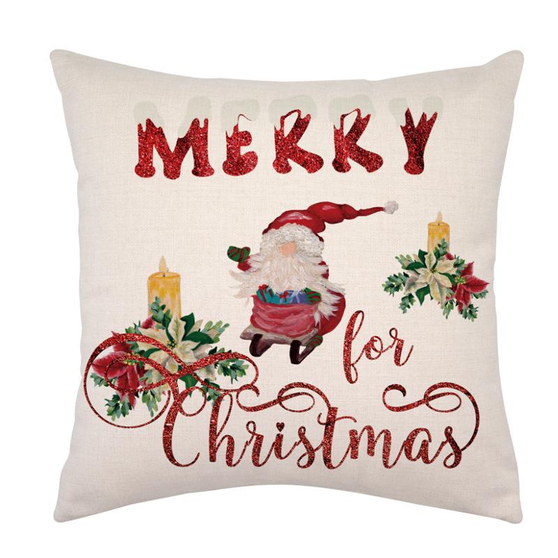 Christmas Pillow Cover Linen Single-sided Holiday Party Christmas Pillow