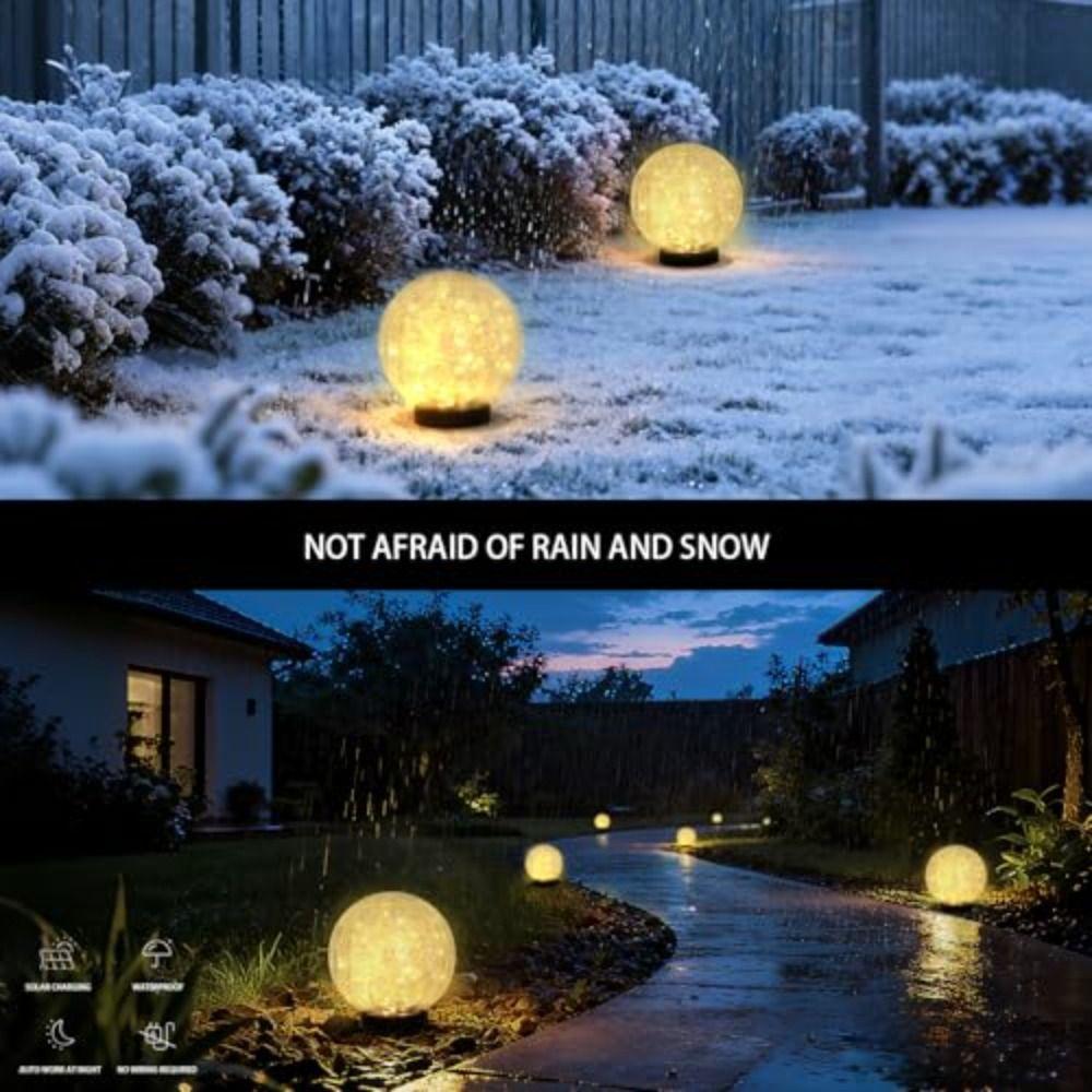 Cracked Glass Solar Lights Auto on/Off Ball Lights Pathway Decoration LED Garden Lights  Landscape