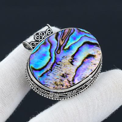 Abalone Shell Gemstone Handmade 925 Sterling Silver Pendant, Gemstone Handmade Jewelry, Natural Abalone Shell Jewelry Pendant For Gifts