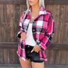 2023 Women's European & American Plaid Long Sleeve Lapel Cardigan Jacket