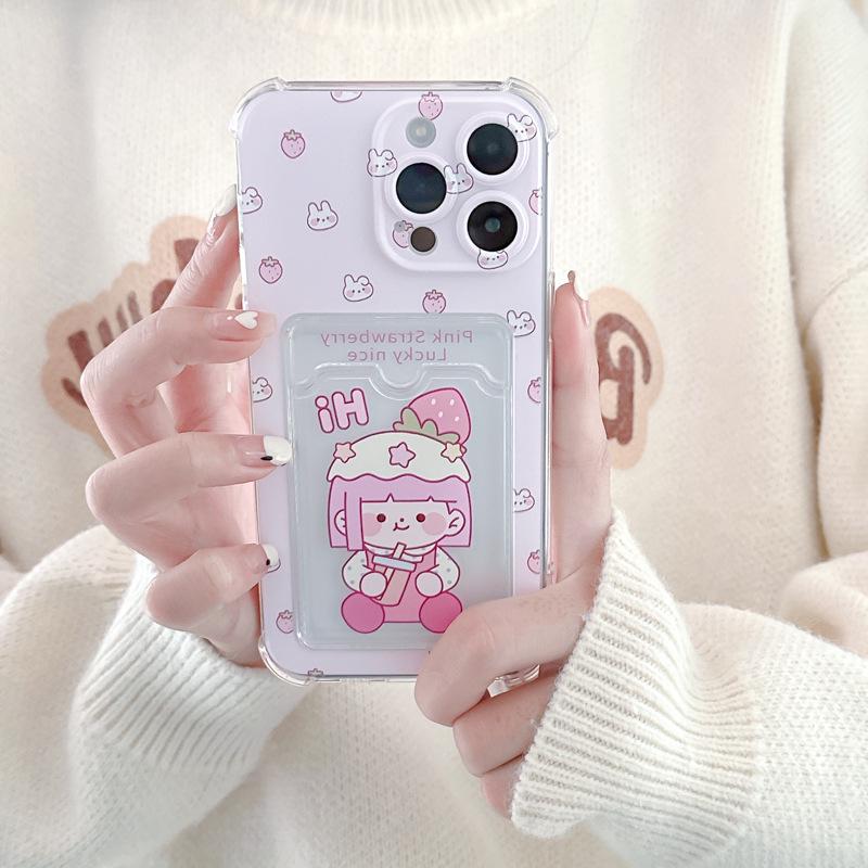 Zhitai Card Holder Case for iPhone 15/16 Pro Max/14/XS/XR/7/8 Plus - Cartoon Design