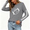 Women's Long Sleeve Rugby Print Neck Tee with Side Slits for Casual Wear