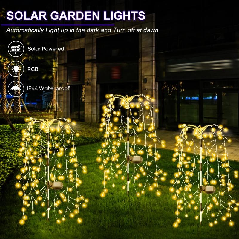 Luce per fuochi d'artificio solare, luci per fuochi d'artificio a LED, impermeabili, per esterni, decorazione da giardino, prato, luci per feste