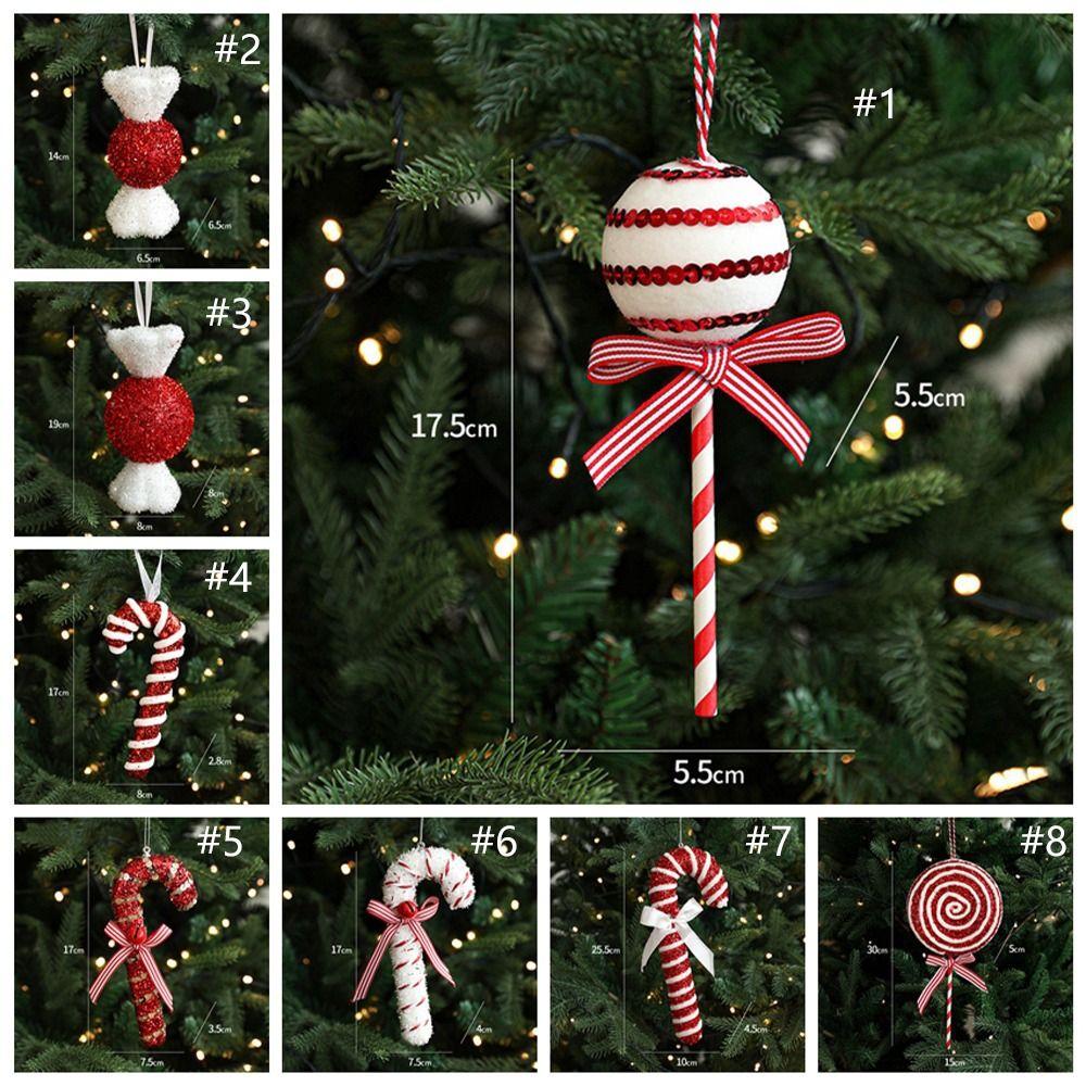 Cartoon Christmas Walking Stick Candy Festival with Bell Lollipop Xmas Decor Handmade Exquisite Candy Cane Hanging Decorations