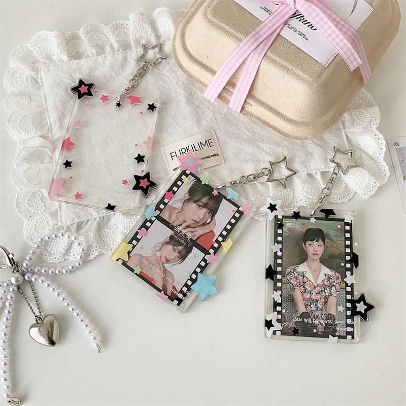 Cute Colorful Star Pocard Holder 3 Inch Card Holder Idol Po Storage Card Display Protective Pendant Card Organizer Gifts