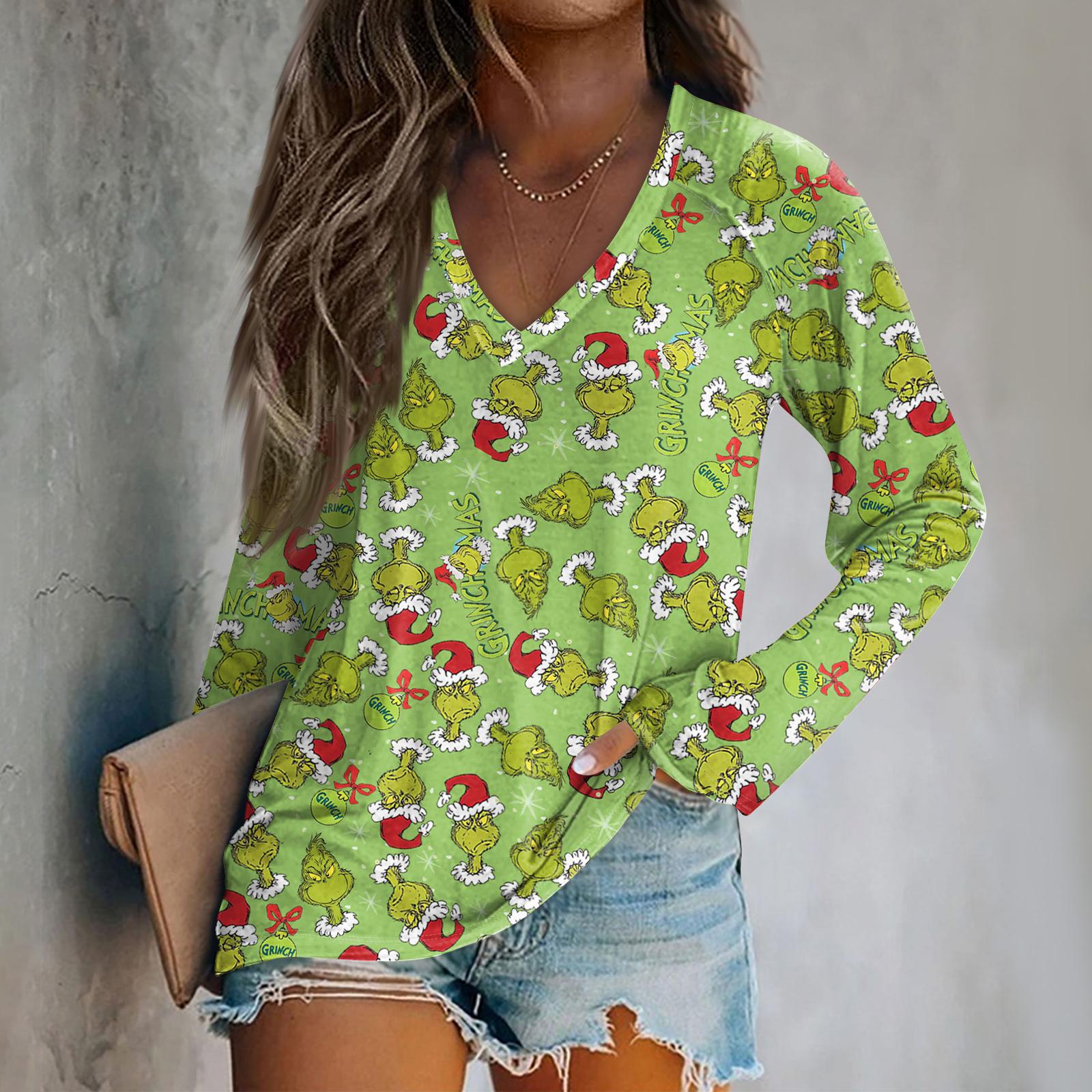 

Women s Fashion Loose Raglan Sleeve T-Shirt With Christmas Print Casual Top XXL