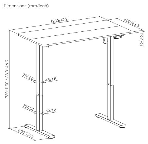 Adjustable Height Table Up Up Frigg Black