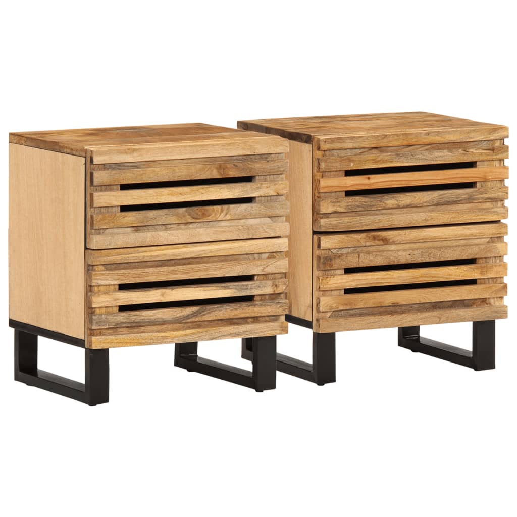 Nightstands 2 Pcs. 40x34x46 cm Rough Mango Wood