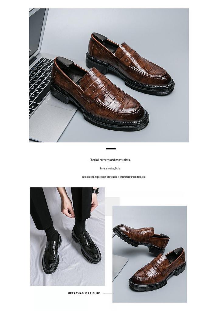 Four Seasons Trendy Men's Fashion Leather Slip-on Loafers with Thick Sole