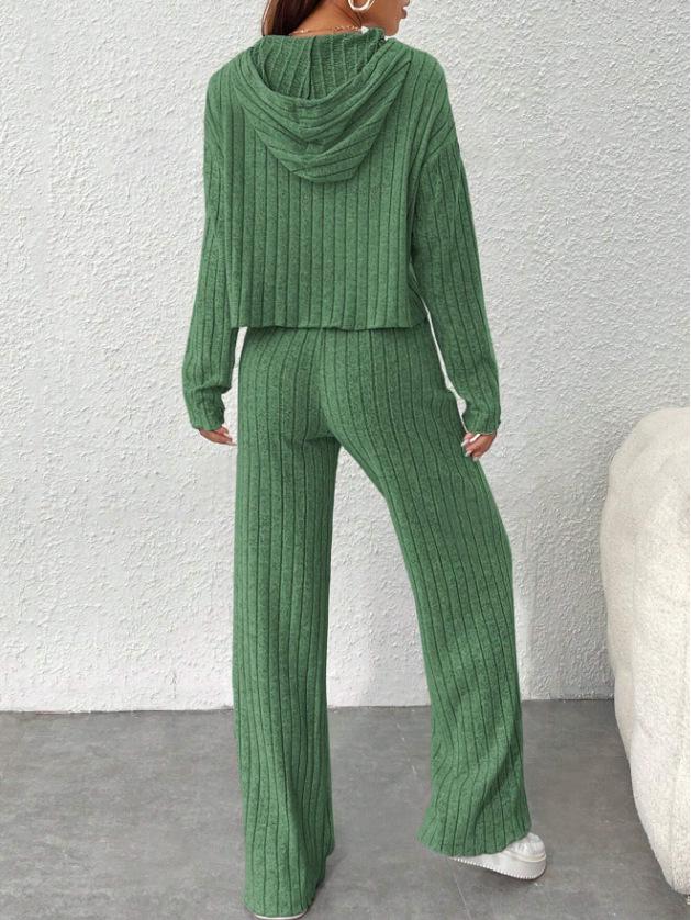 Women's Autumn/Winter 2023 Casual Knitted Hoodie and Pants Set