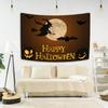 Happy Halloween Decorative Tapestry Bat Pumpkin Print Wall Hanging Carpet Party Background Fabric Home Room Decoration